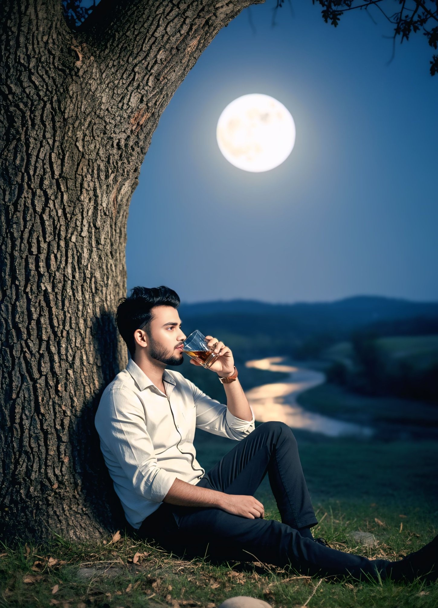 Moonlight Solitude Boy Portrait