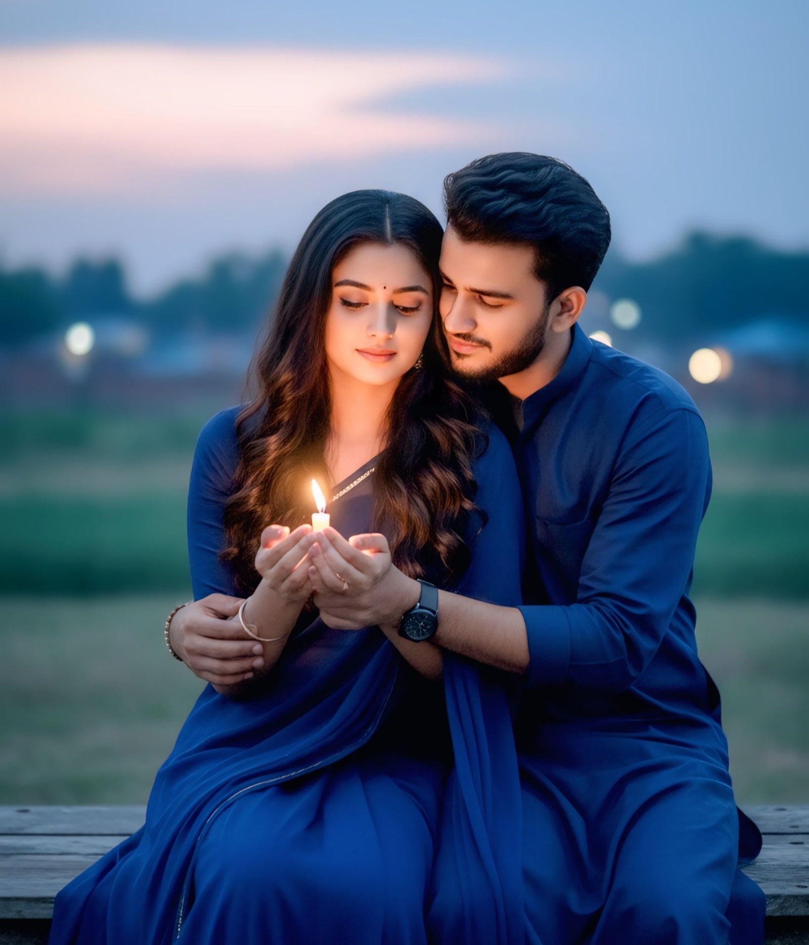 Romantic Candlelight Couple Portrait