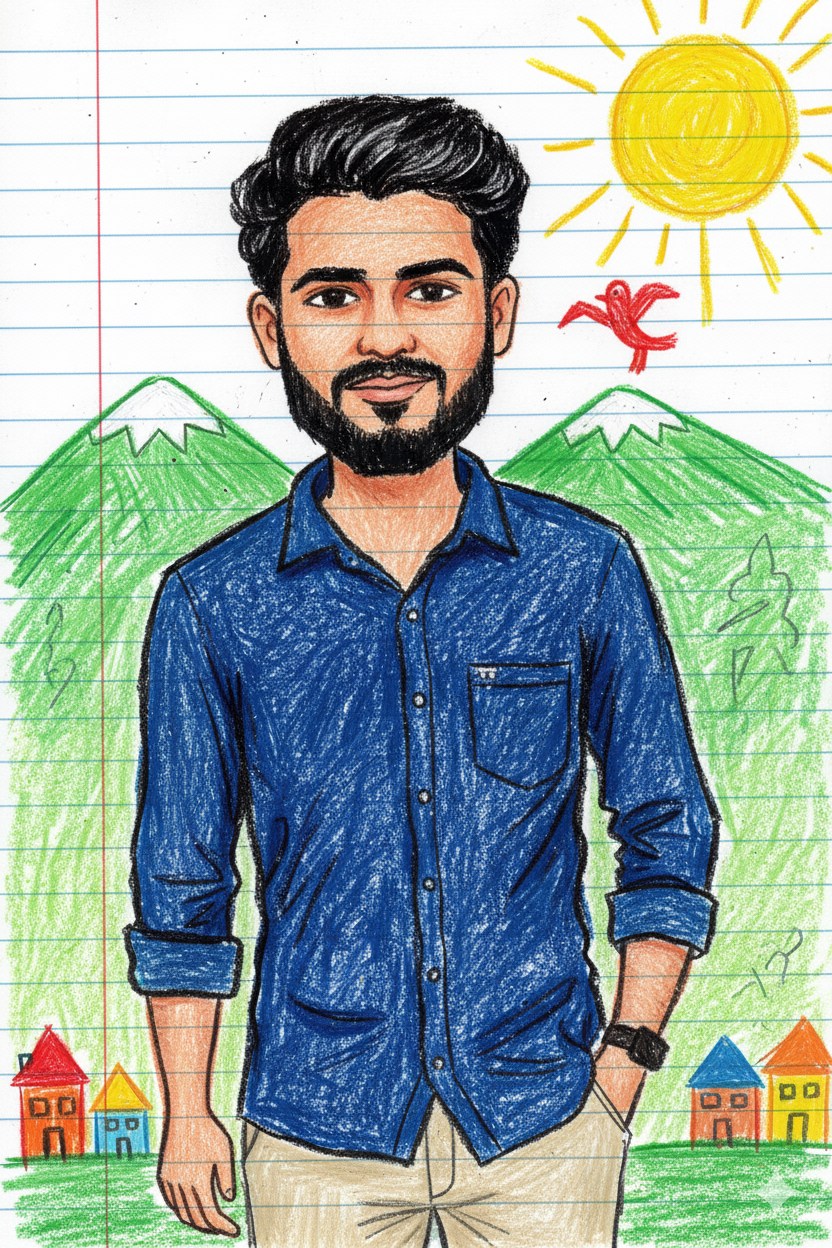 Crayon Sketch Portrait Art