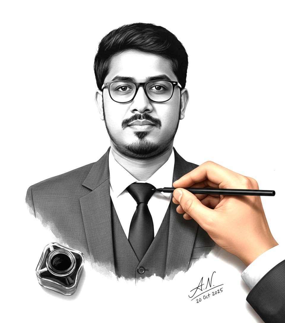Realistic Ink Drawing Portrait