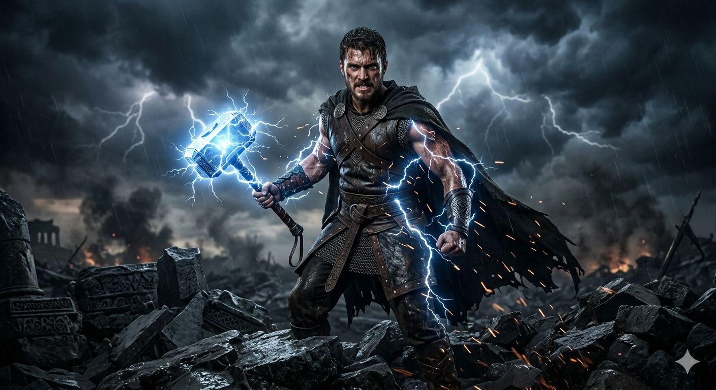 Thunder God Warrior Portrait