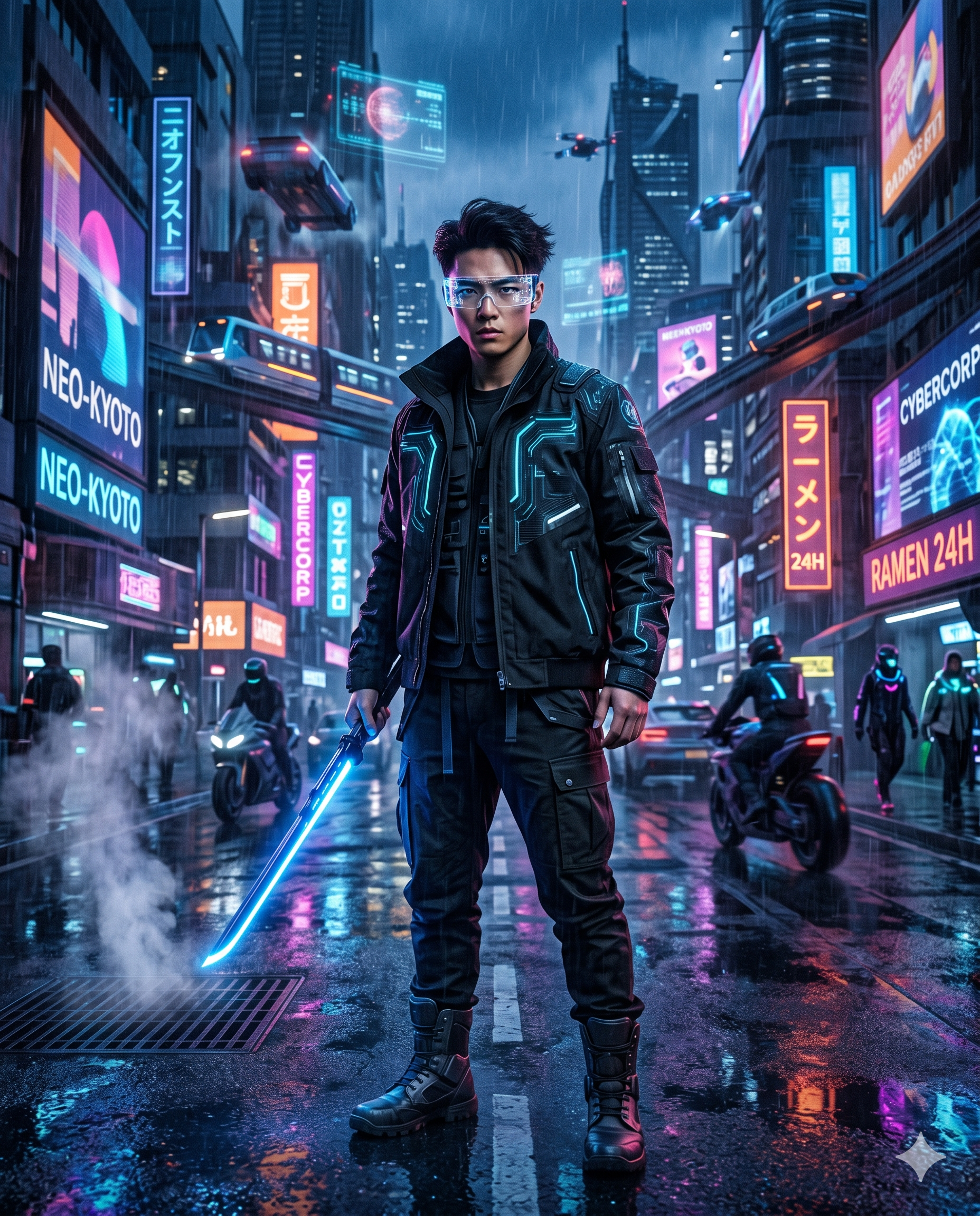 Cyberpunk Street Warrior AI Photo Prompt
