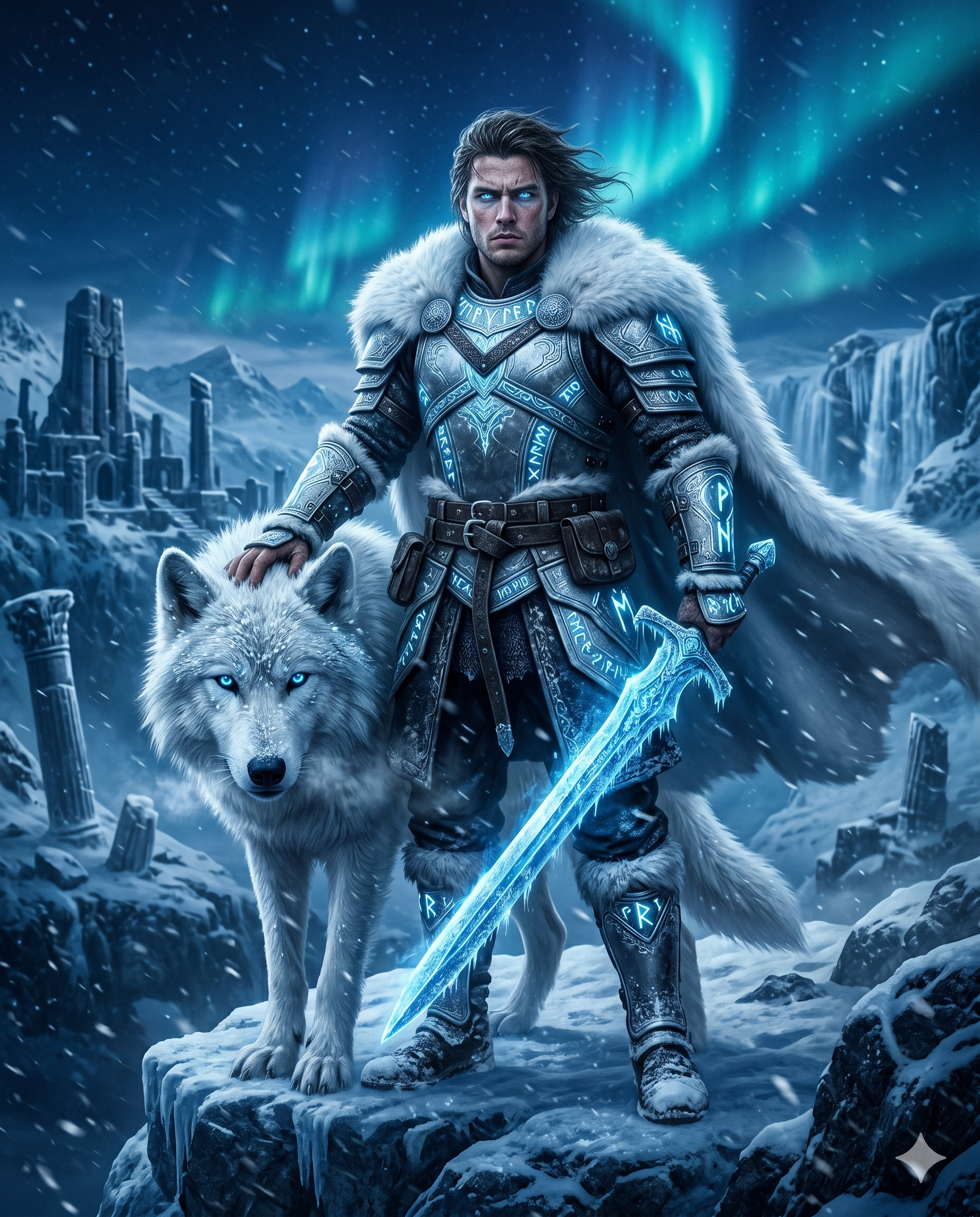Frozen Arctic Wolf Warrior AI Photo Prompt