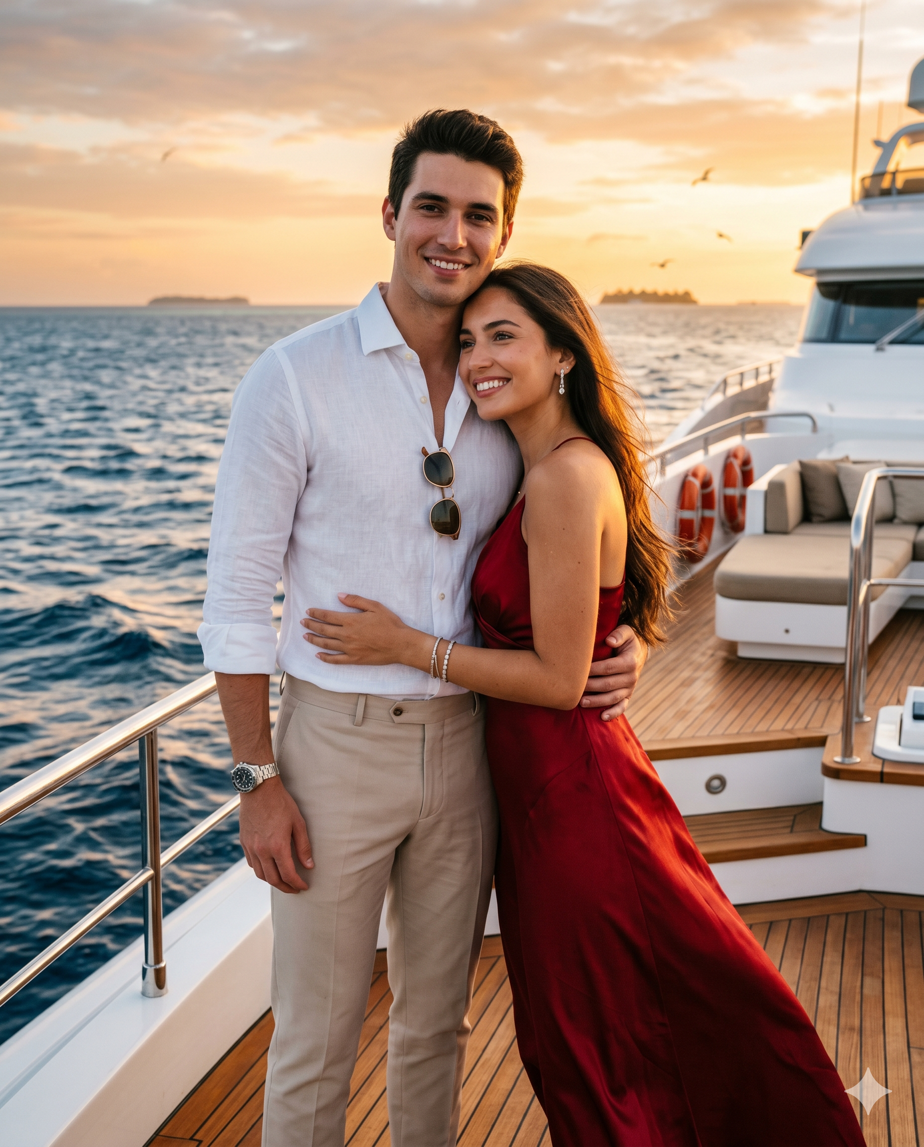 Luxury Yacht Sunset Couple AI Photo Prompt