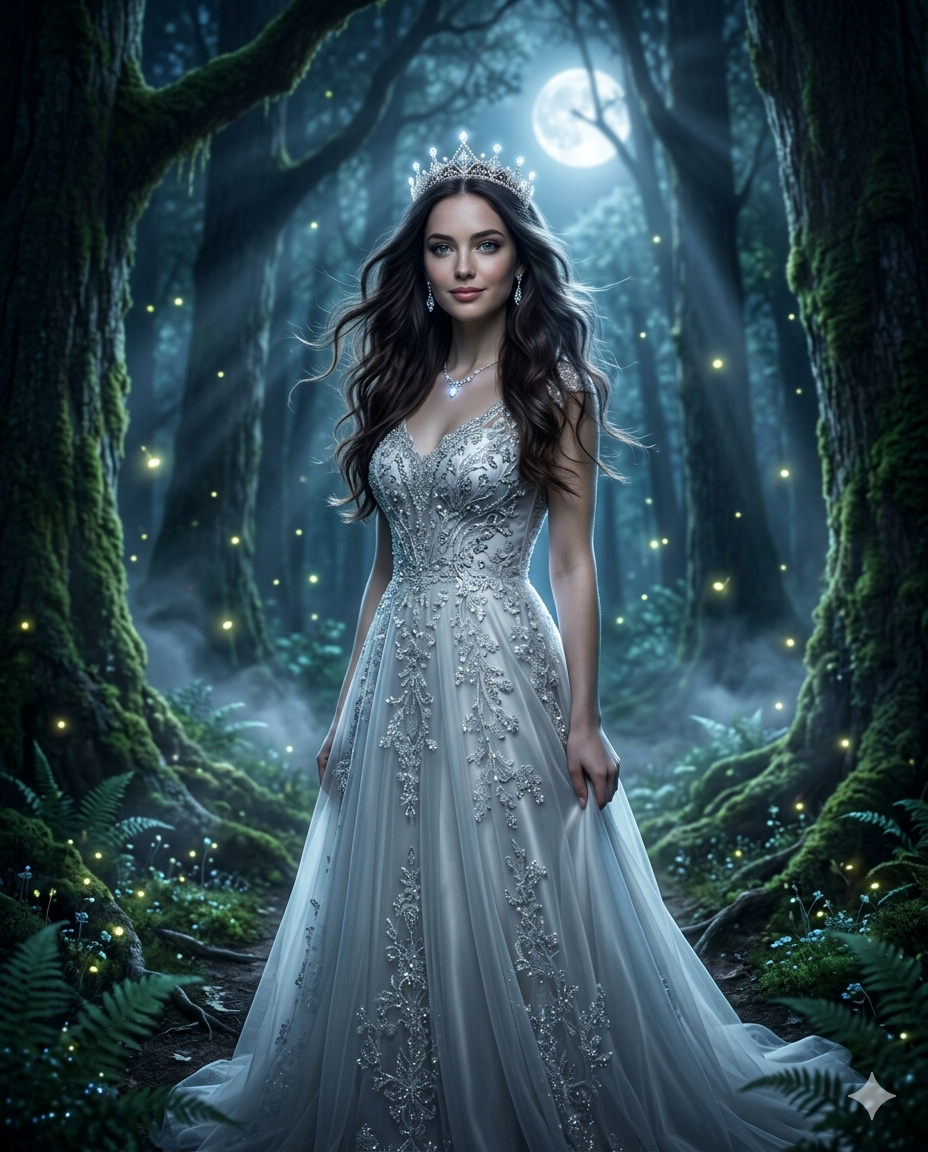 Moonlight Forest Princess AI Photo Prompt