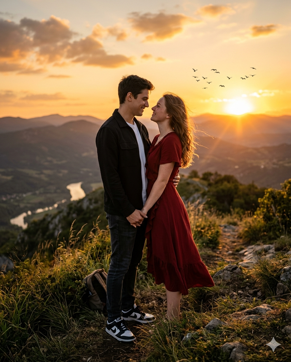 Sunset Romance Couple AI Photo Prompt