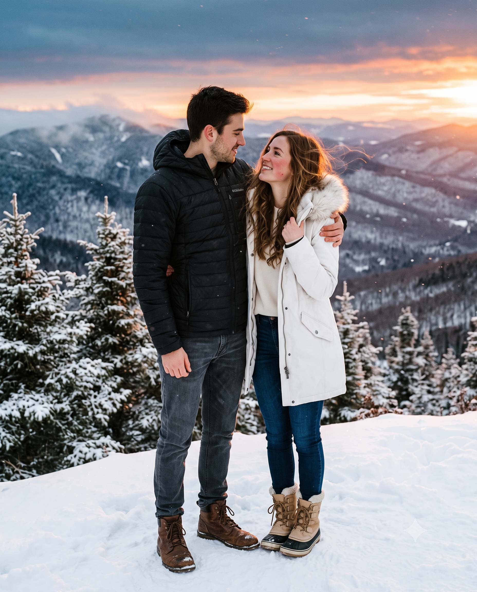 Snow Mountain Love Couple AI Photo Prompt