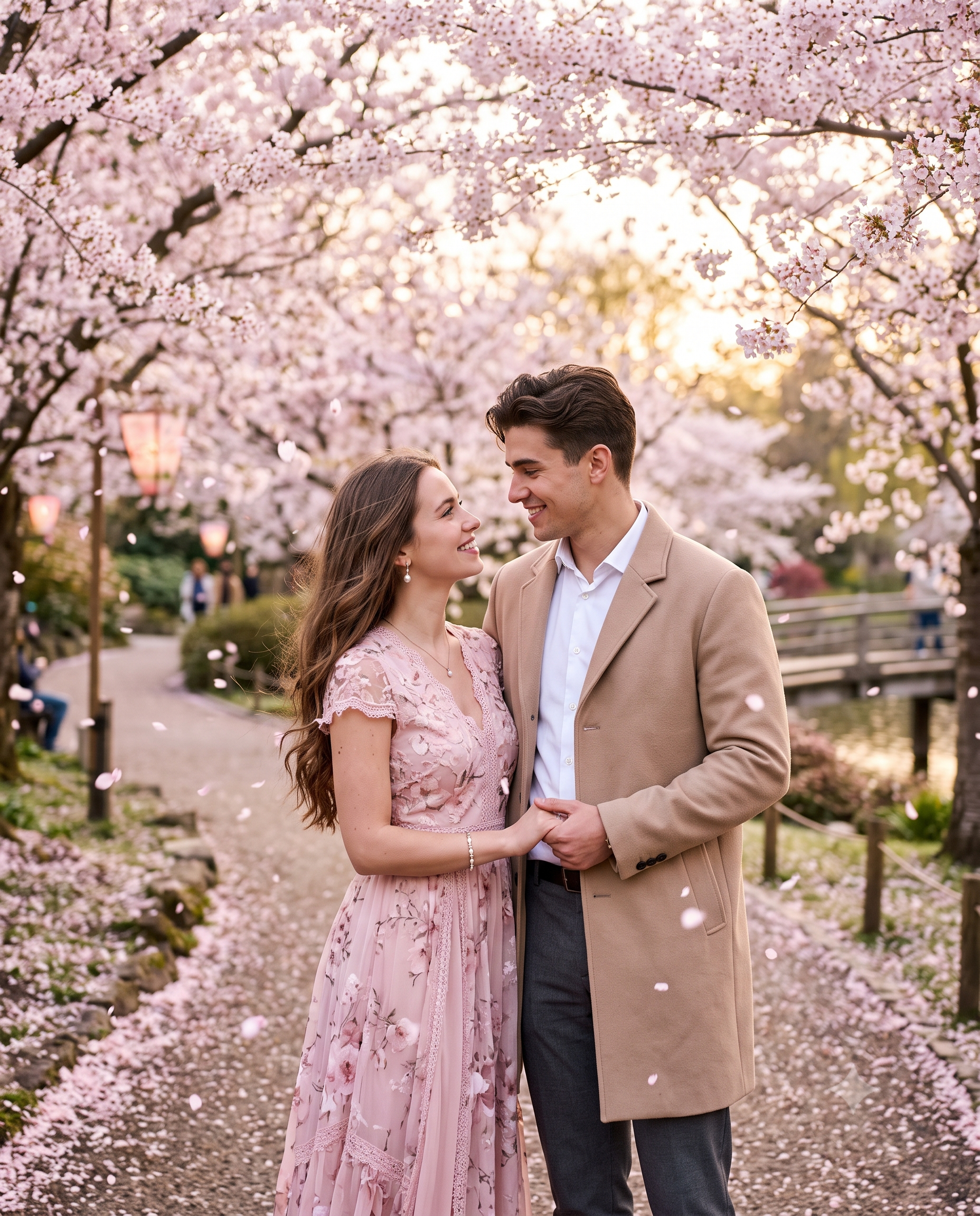 Cherry Blossom Date Couple AI Photo Prompt