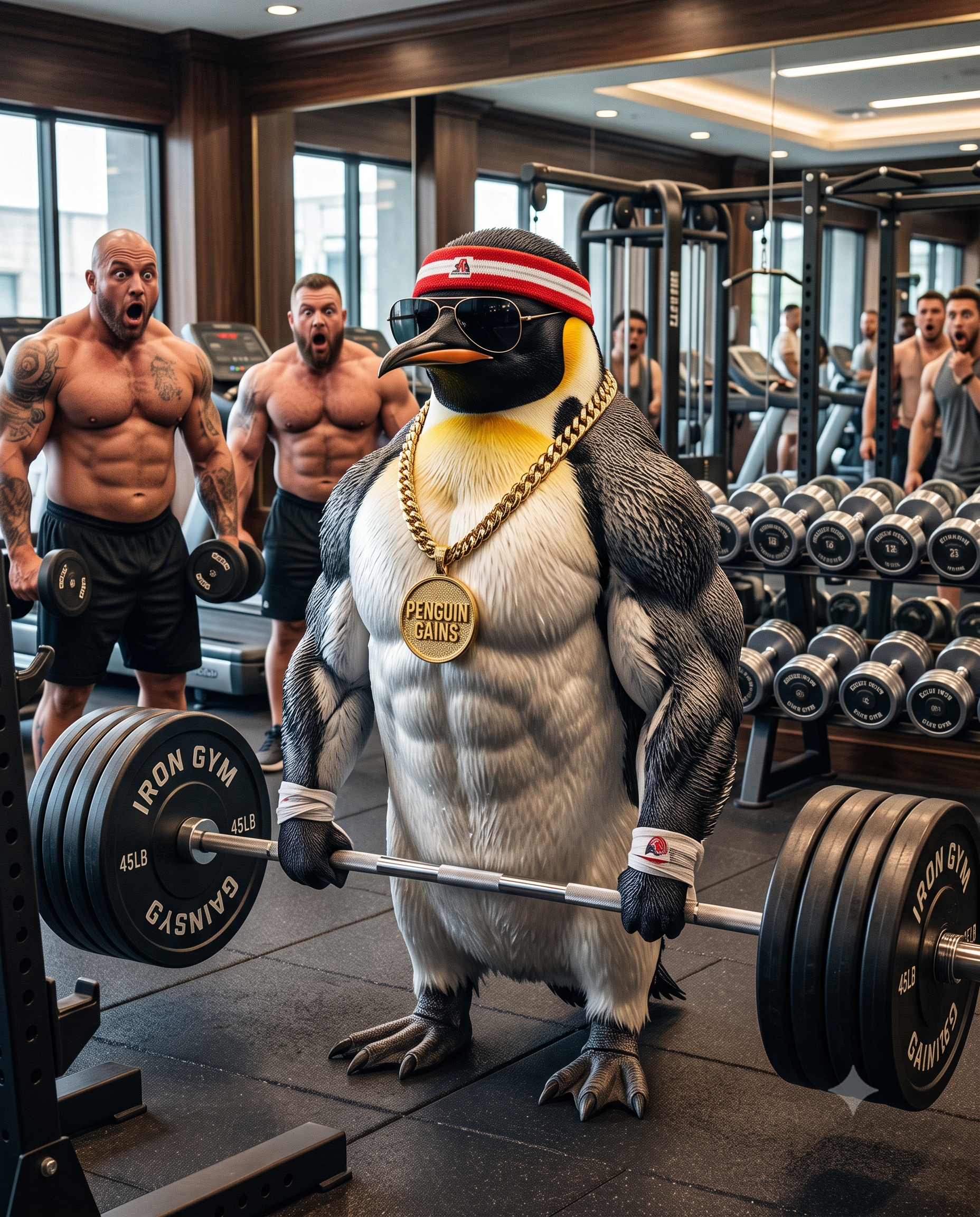Buff Penguin Gym King AI Photo Prompt