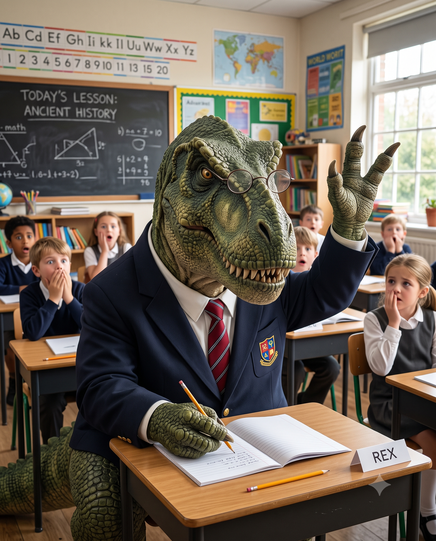 Dinosaur School Student AI Photo Prompt