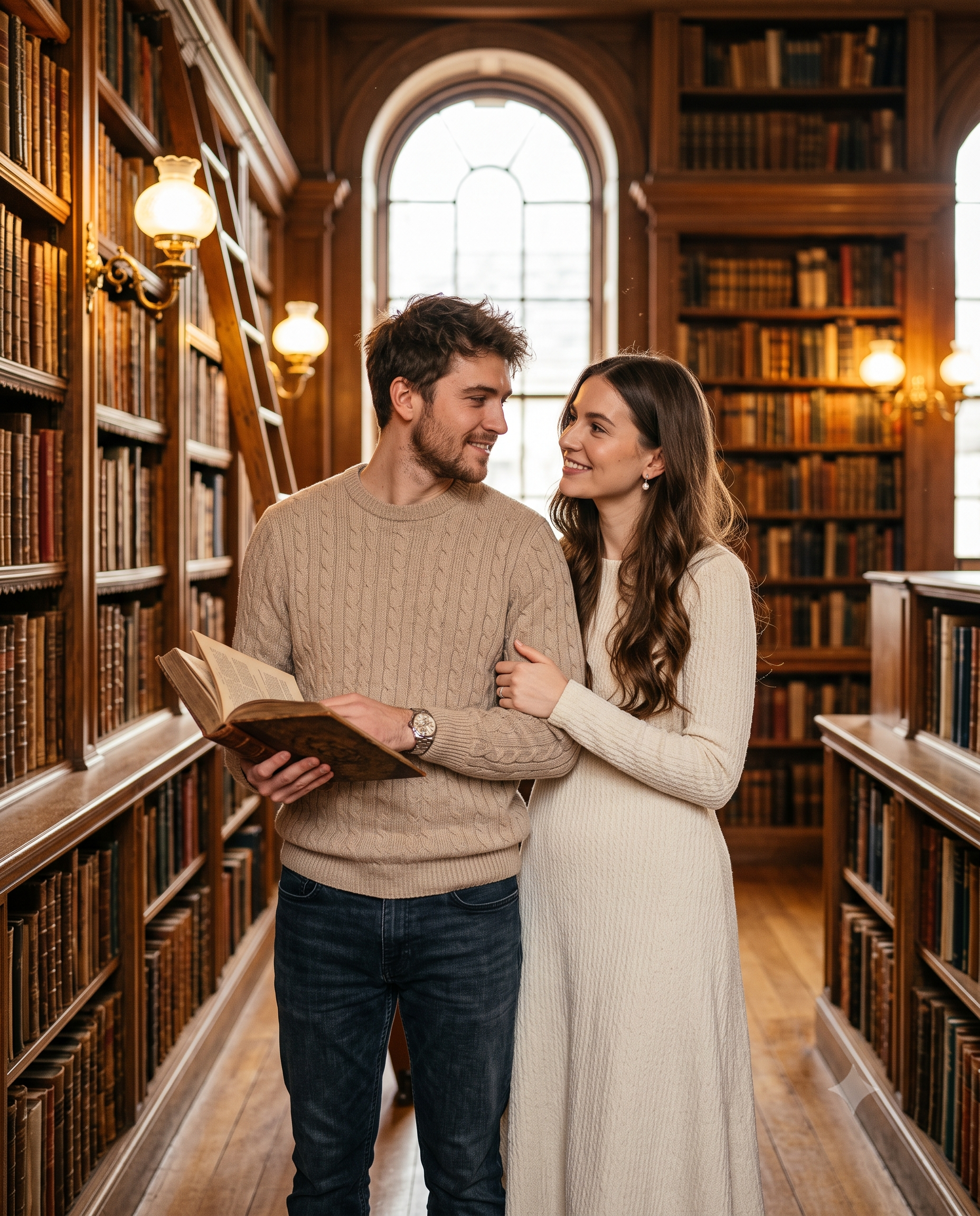Library Love Story AI Photo Prompt