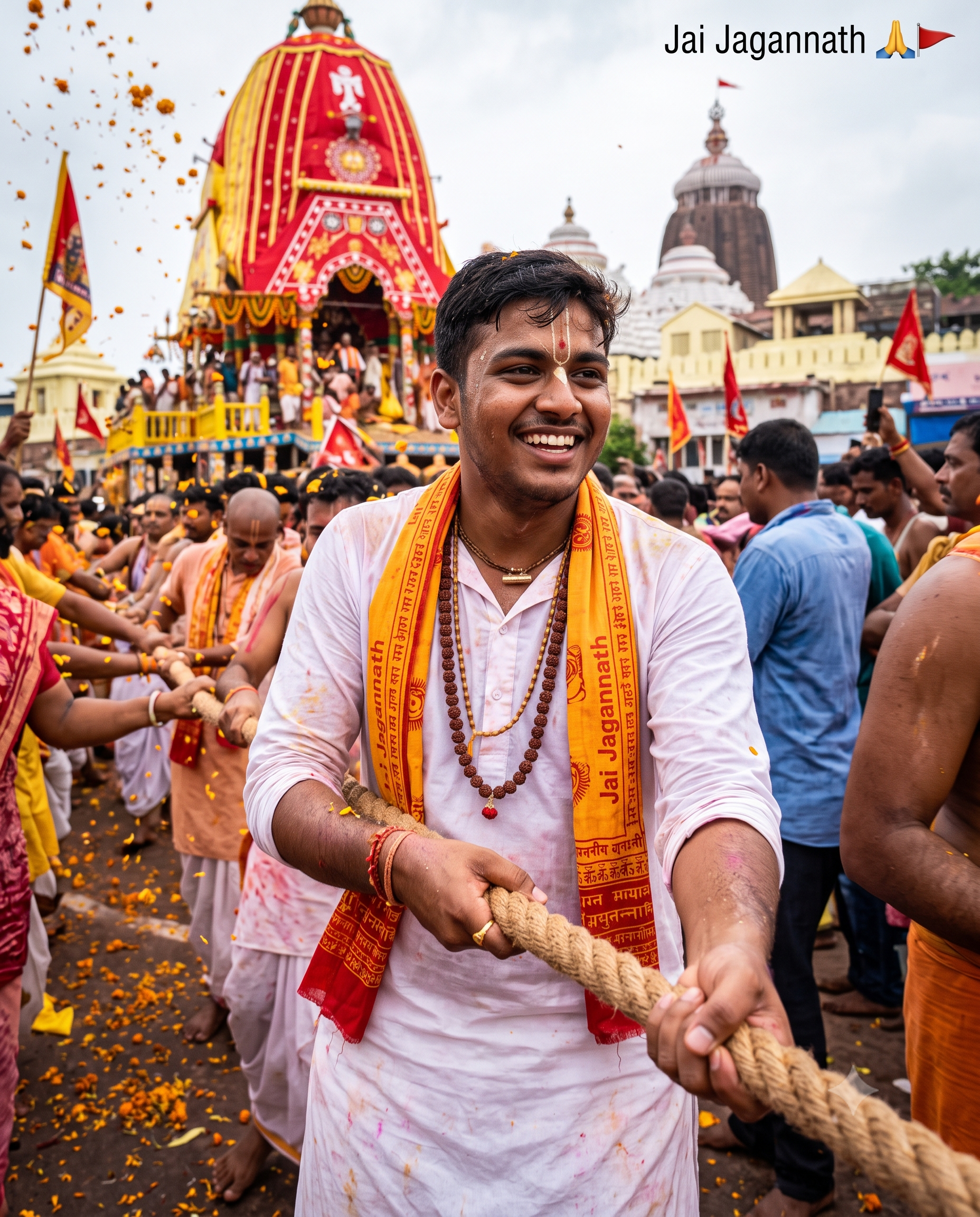 Pulling Lord Jagannath's Sacred Rath AI Photo Prompt