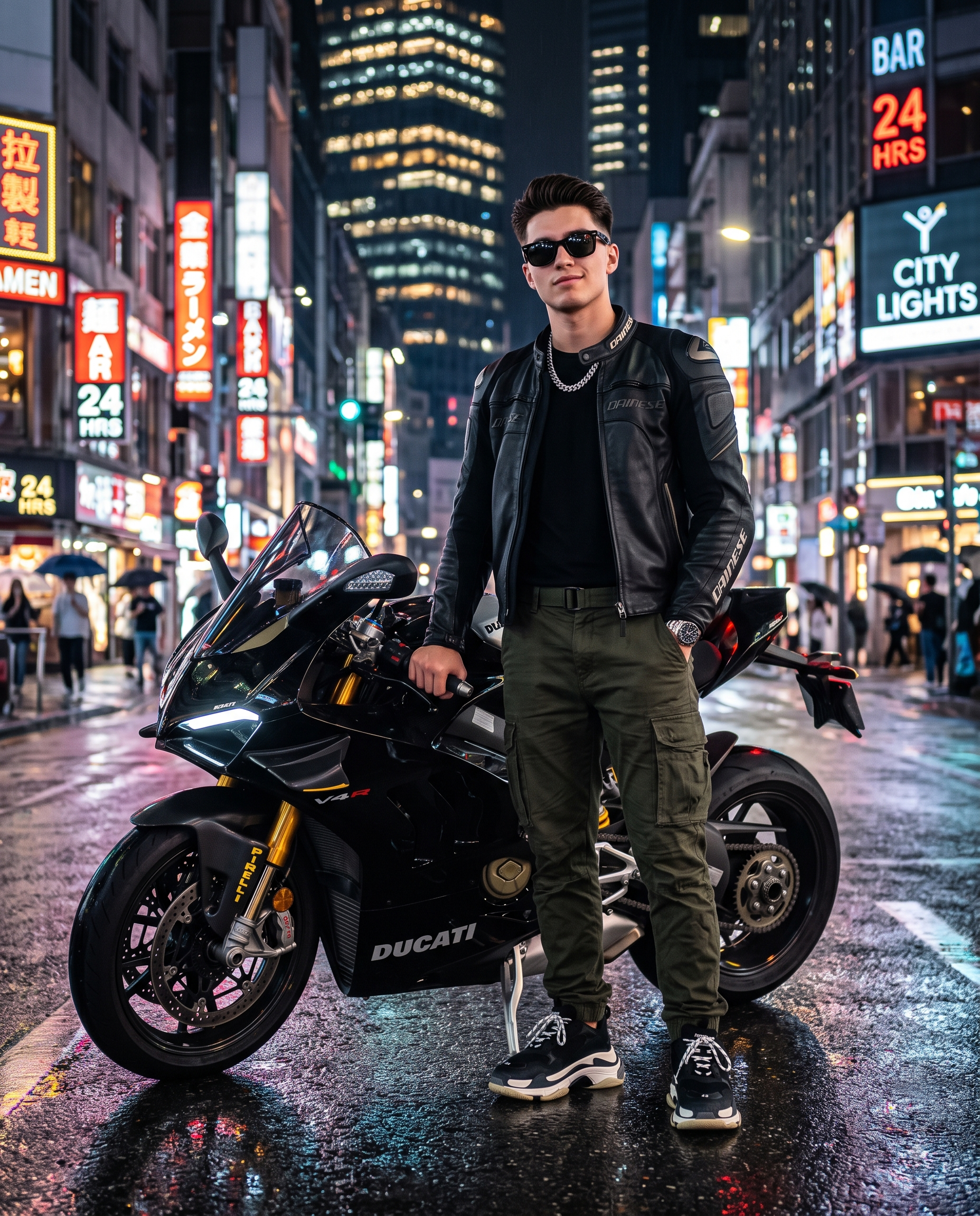 Luxury Night Bike Rider AI Photo Prompt