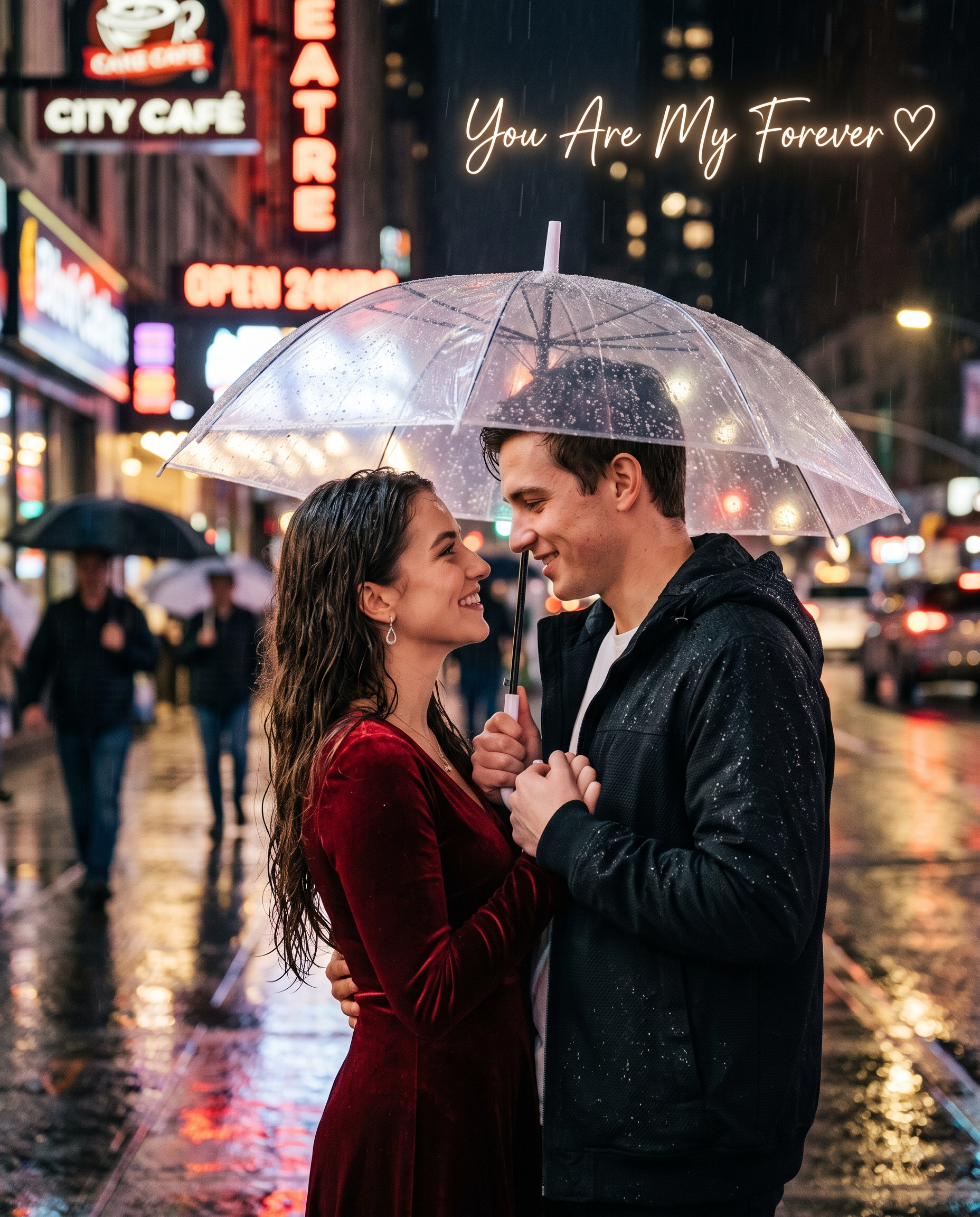 Romantic Rain Kiss AI Photo Prompt
