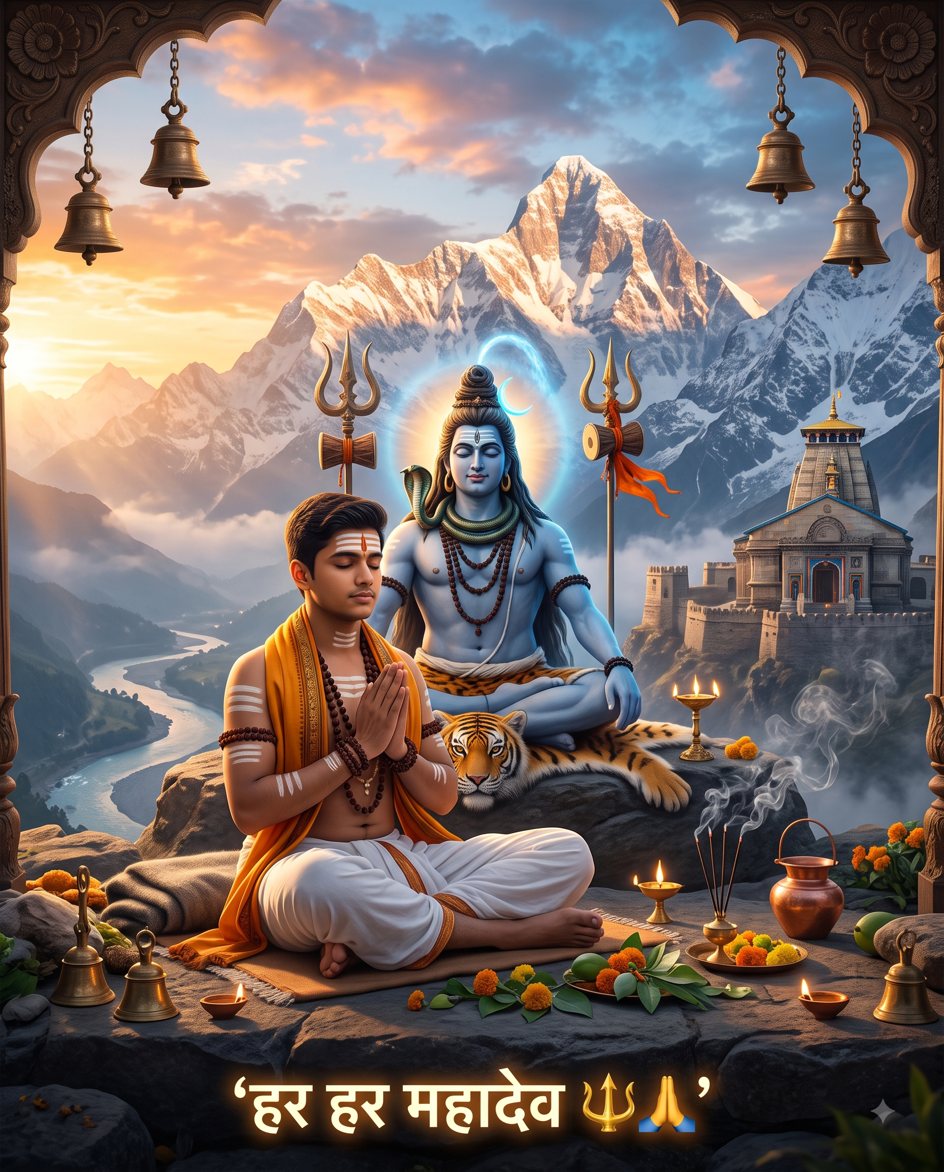 Mahadev Meditation in Himalayas AI Photo Prompt
