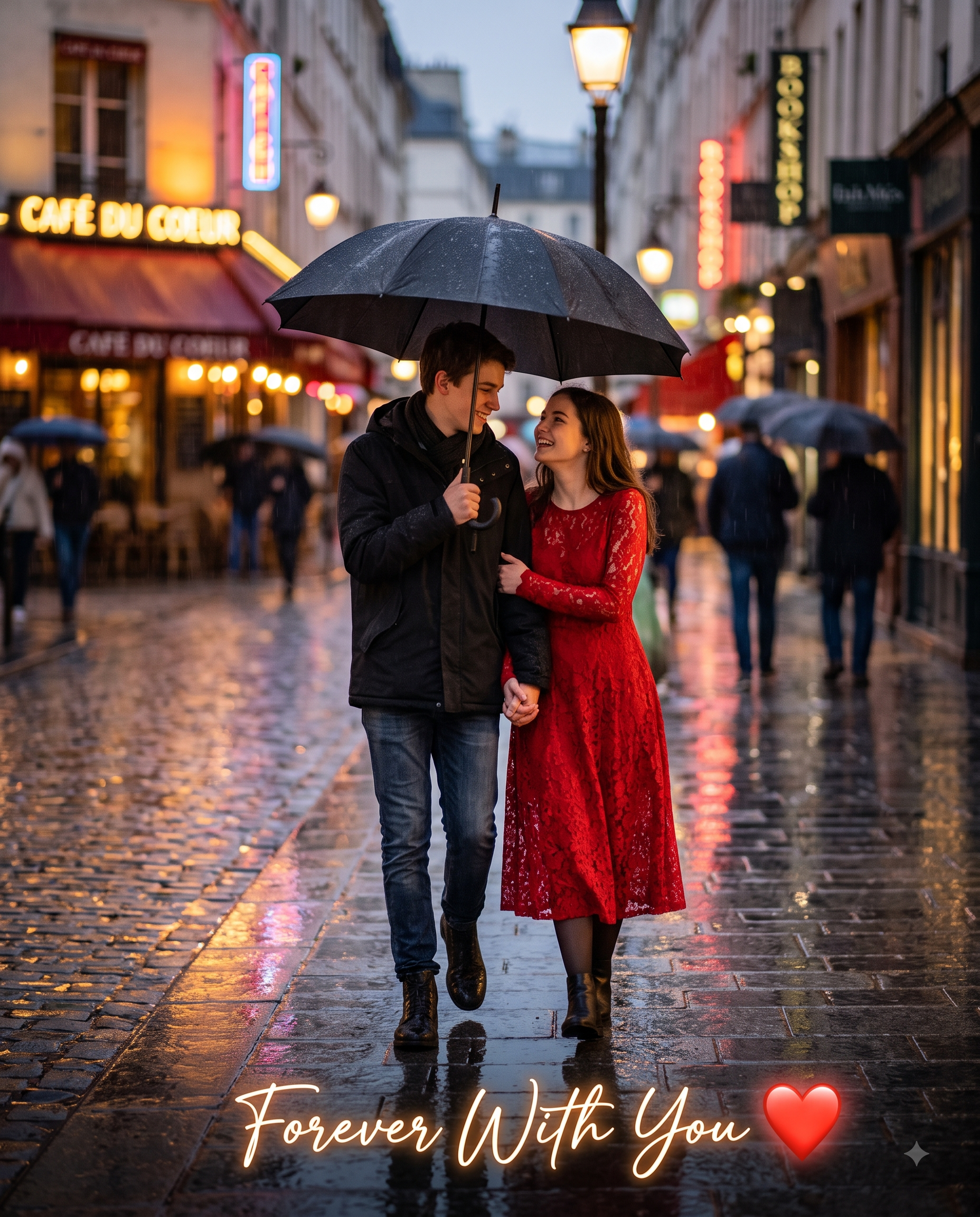 Rainy Romantic Couple AI Photo Prompt